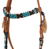 Bridon perles turquoise-marron