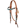 Bridon perles turquoise-marron
