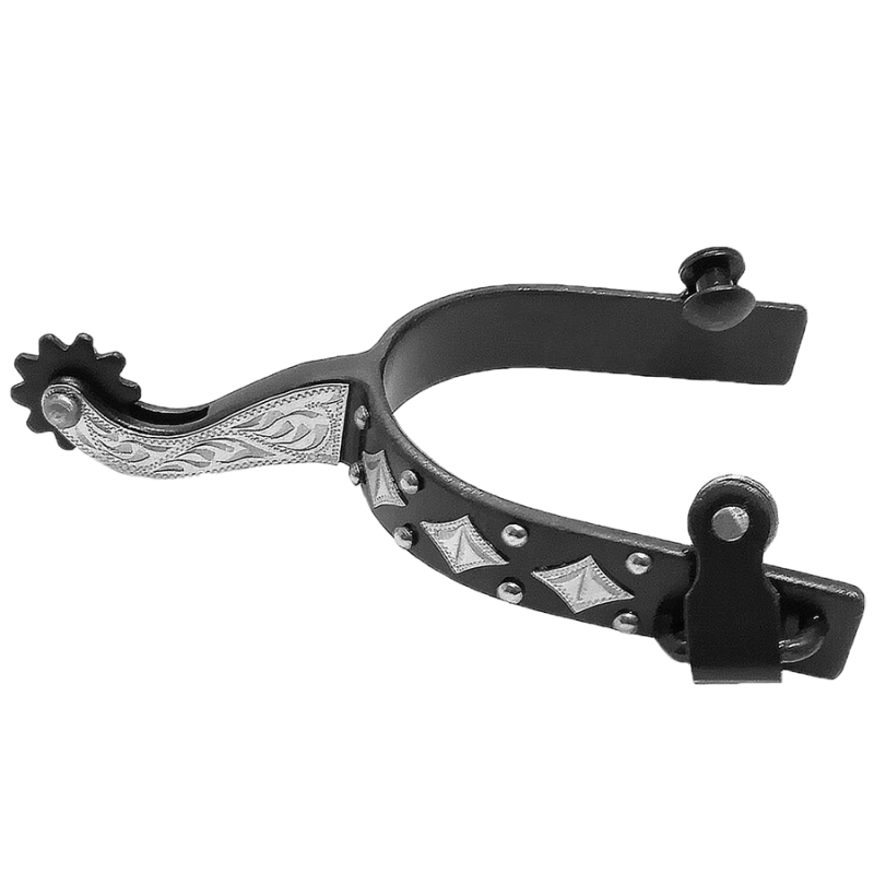 Éperons western noir et inox