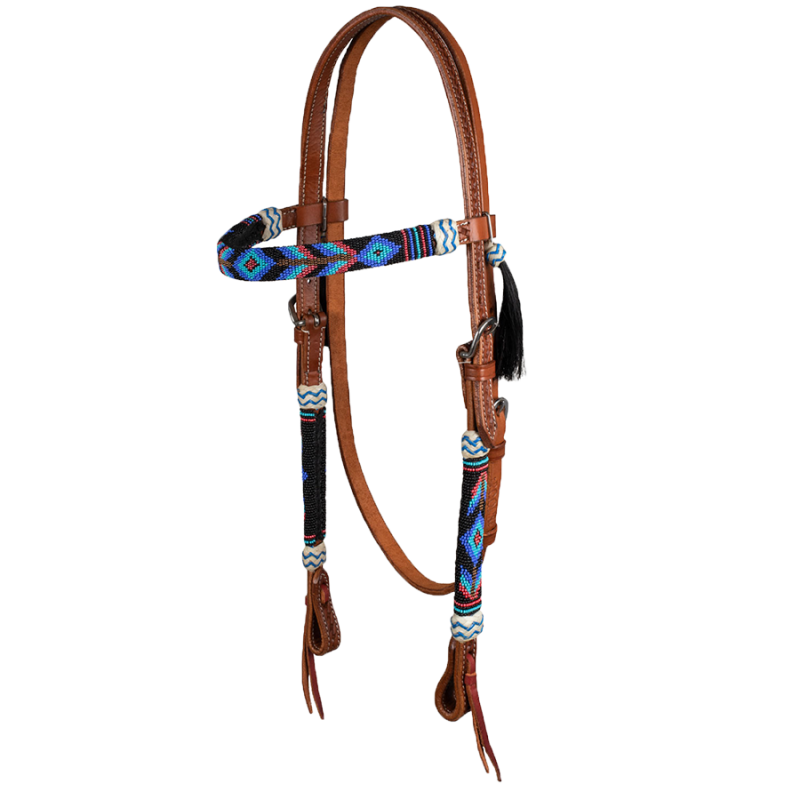 Bridon perles noir-bleu-vert