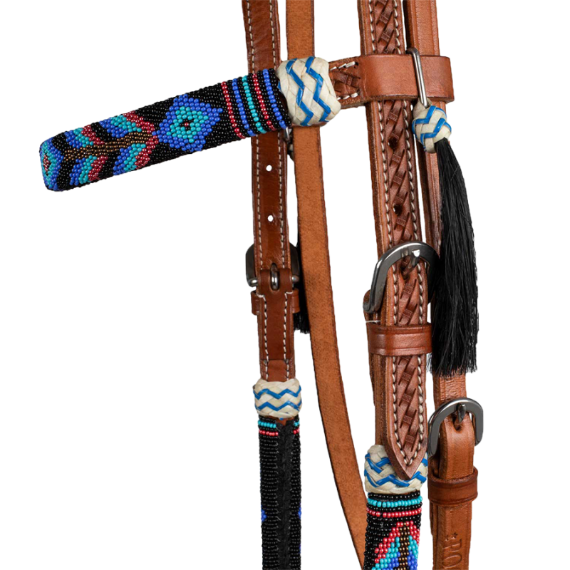 Bridon perles noir-bleu-vert