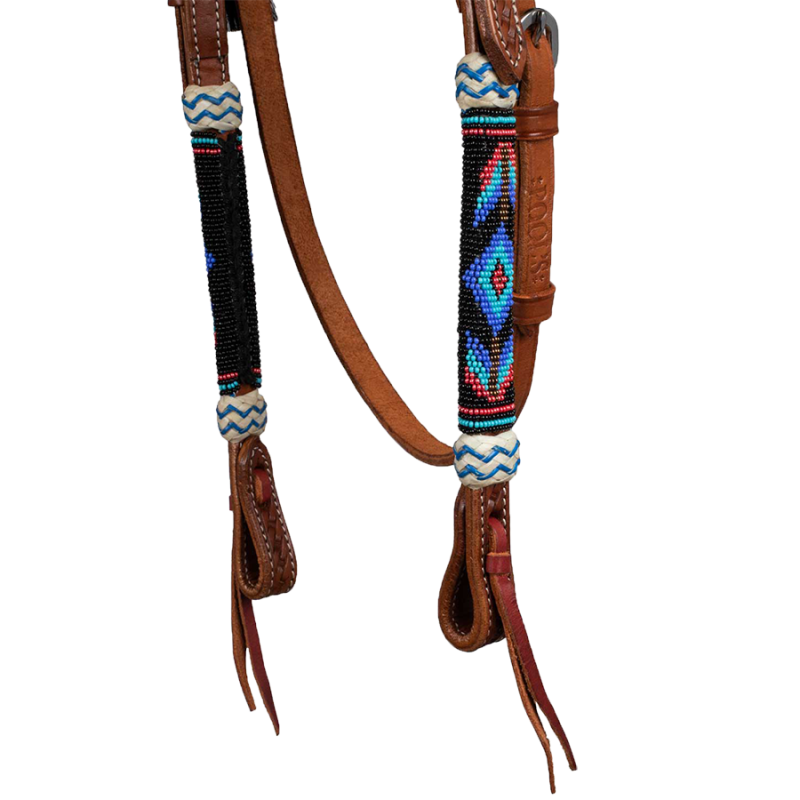 Bridon perles noir-bleu-vert