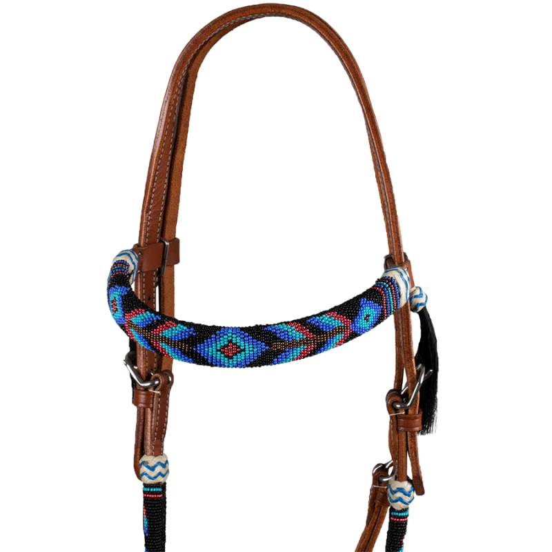 Bridon perles noir-bleu-vert