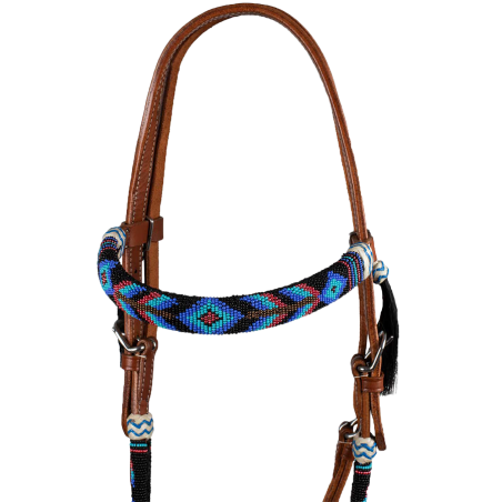 Bridon perles noir-bleu-vert