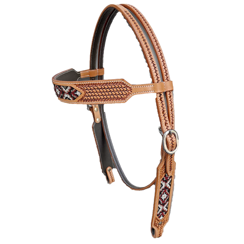 Bridon perles noir-grenat