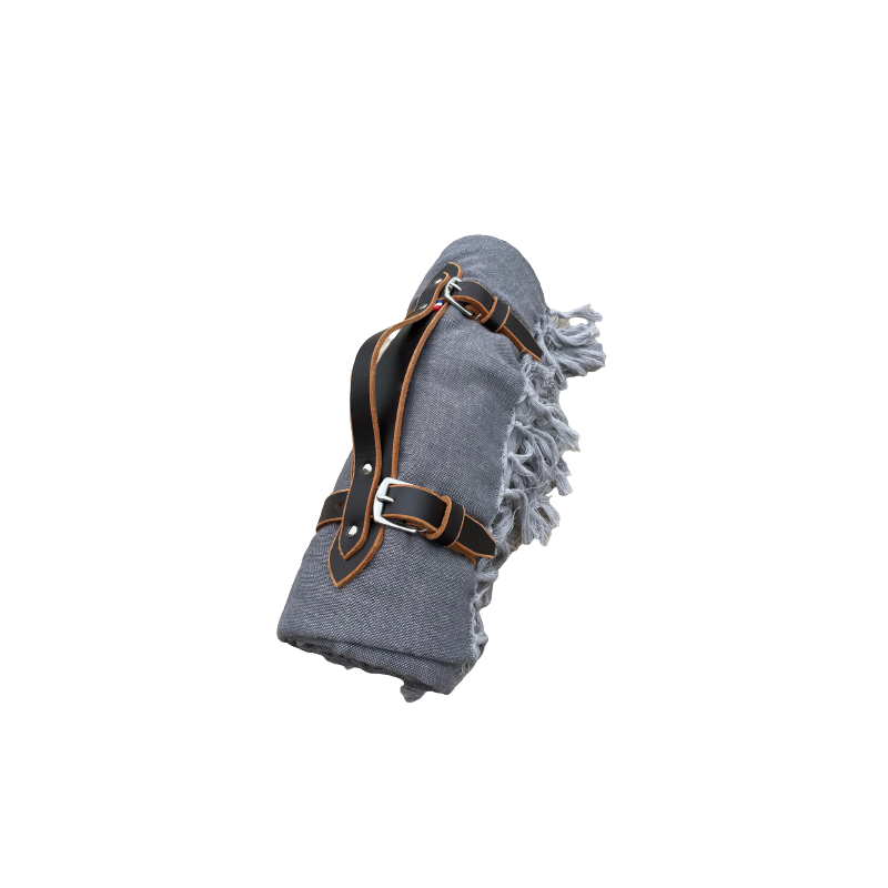 Plaid Griset avec support cuir