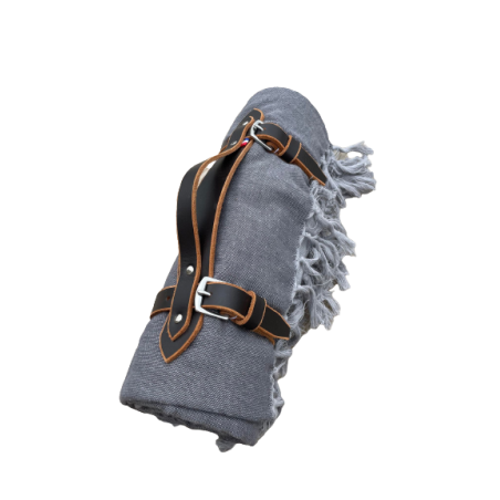 Plaid Griset avec support cuir