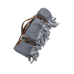 Plaid Griset avec support cuir
