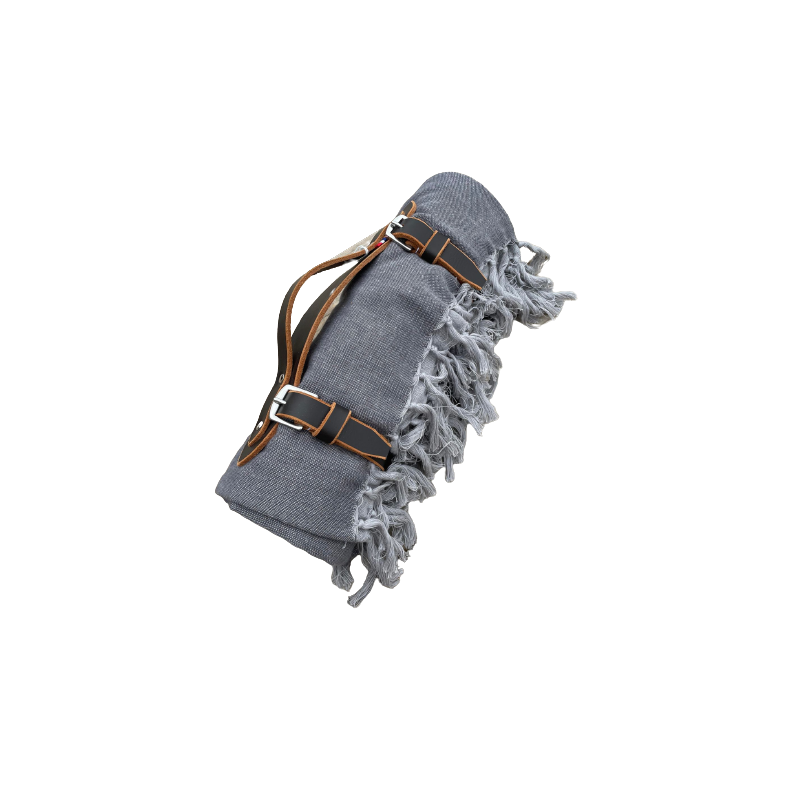 Plaid Griset avec support cuir