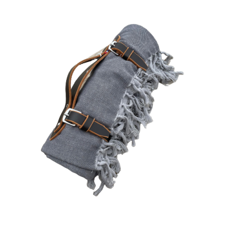 Plaid Griset avec support cuir