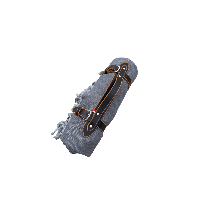 Plaid Griset avec support cuir