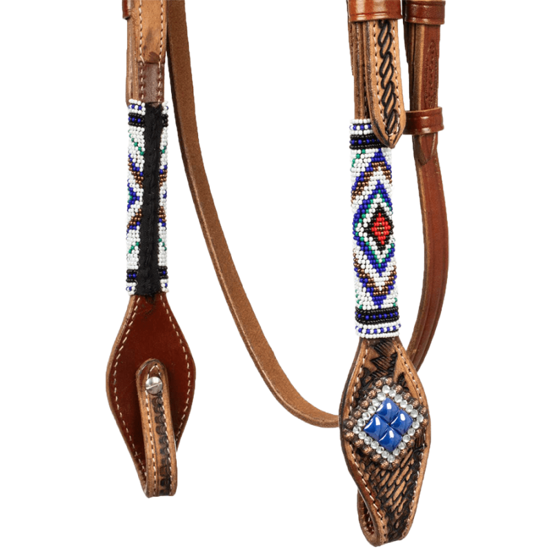 Bridon perles blanc-bleu-rouge