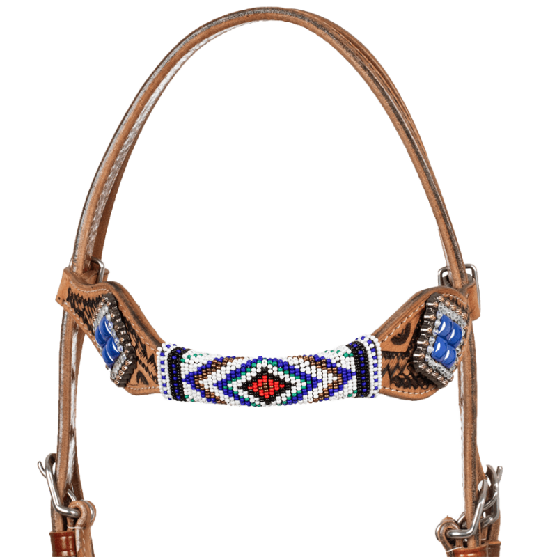 Bridon perles blanc-bleu-rouge