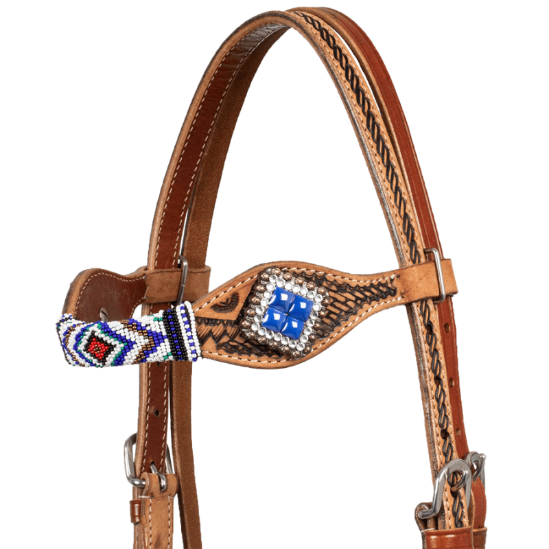 Bridon perles blanc-bleu-rouge