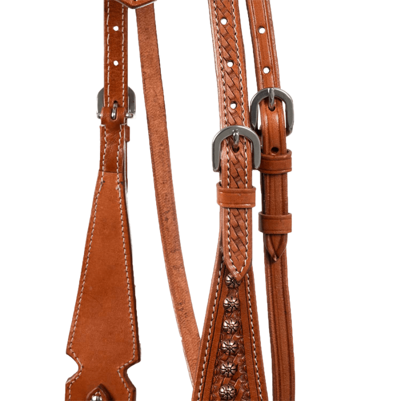 Bridon perles bleu turquoise et rivets