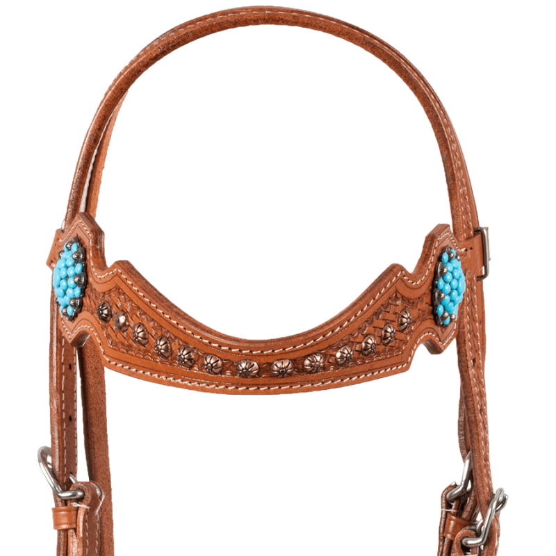 Bridon perles bleu turquoise et rivets