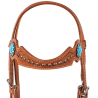 Bridon perles bleu turquoise et rivets