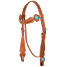 Bridon perles bleu turquoise et rivets