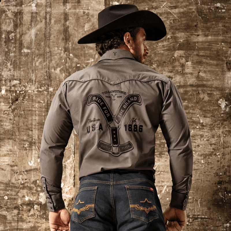 Chemise western Yellowstone Ride for the Brand Grey