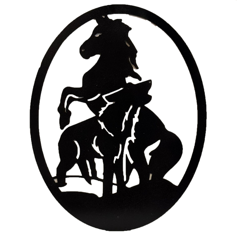 Enseigne métal Cheval et loup