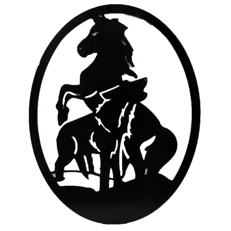 Enseigne métal Cheval et loup