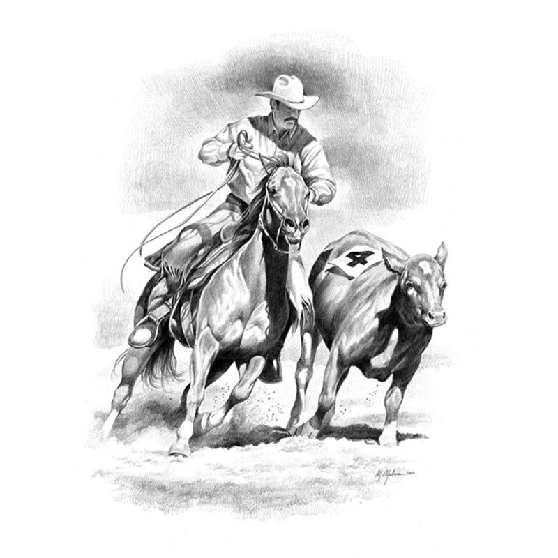 Affiche au crayon motif Roping