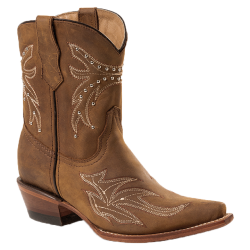 Bottines cuir marron style western