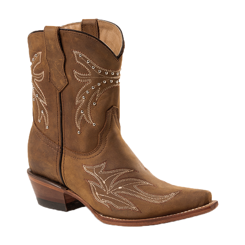 Bottines cuir marron style western