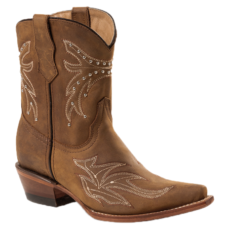 Bottines cuir marron style western