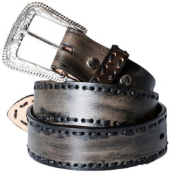 Ceinture cuir noir Faded