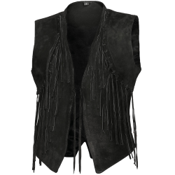Gilet daim noir à franges