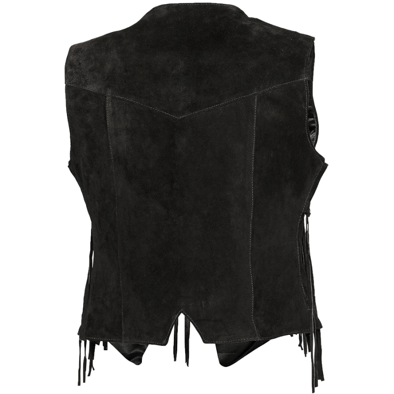 Gilet daim noir à franges