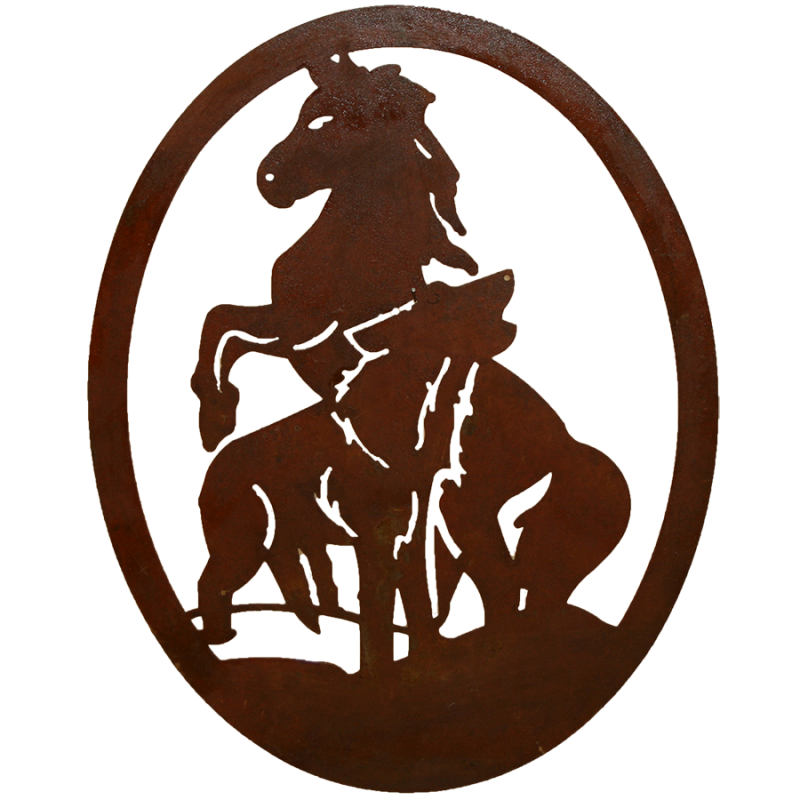 Enseigne western Cheval et loup
