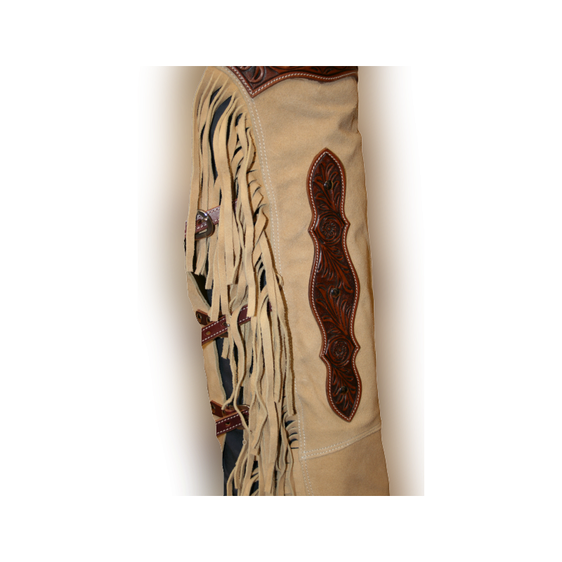 Chaps à franges daim beige