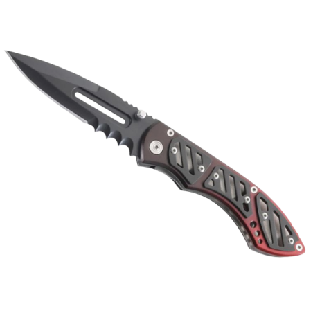 Couteau metal noir-rouge 240811