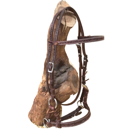 Side-pull cuir motif floral