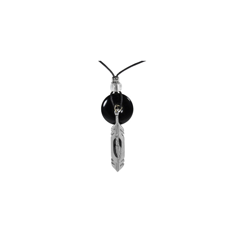 Collier plume et onyx SIS OP13