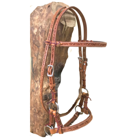 Side-pull cuir motif floral