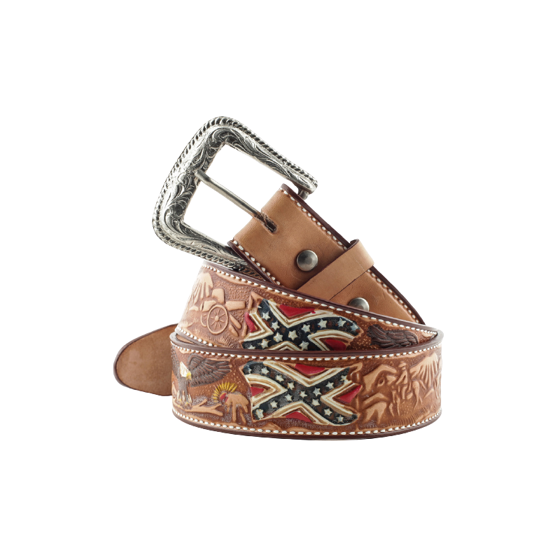 Ceinture cuir marron US Flag