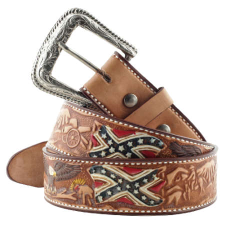 Ceinture cuir marron US Flag