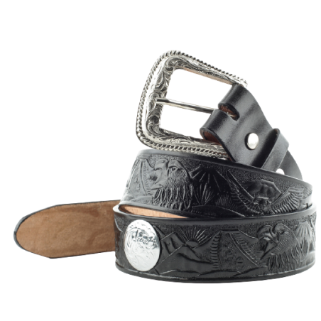 Ceinture cuir noir Eagle