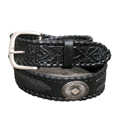 Ceinture cuir noir Braided