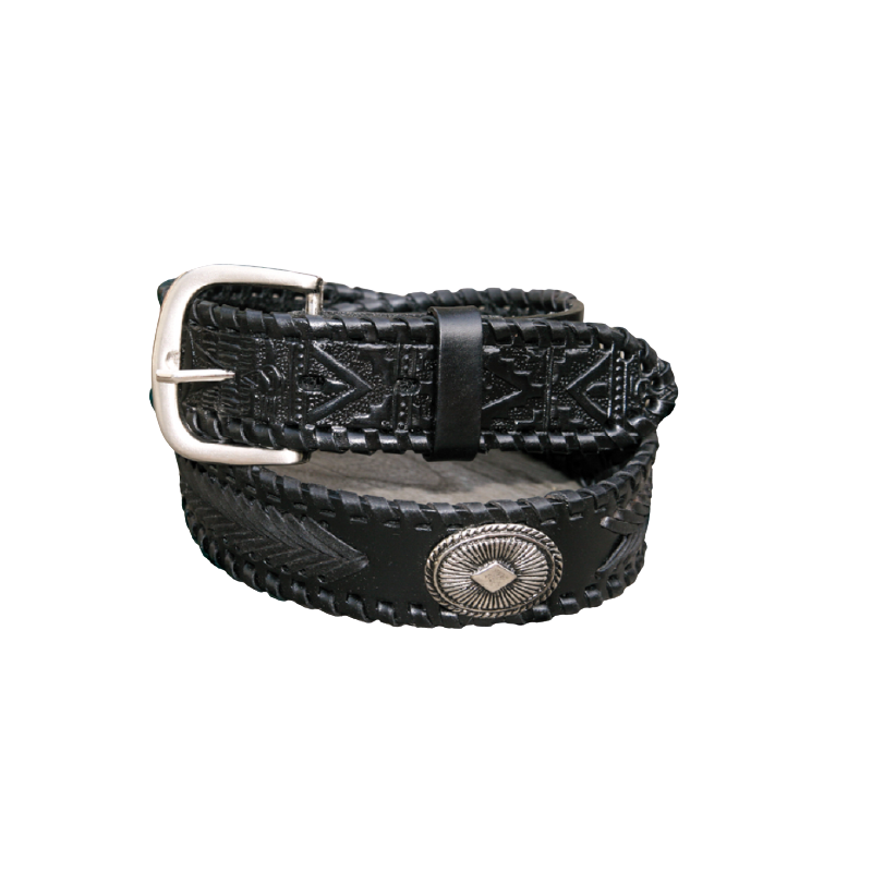 Ceinture cuir noir Braided