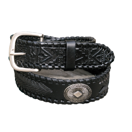 Ceinture cuir noir Braided