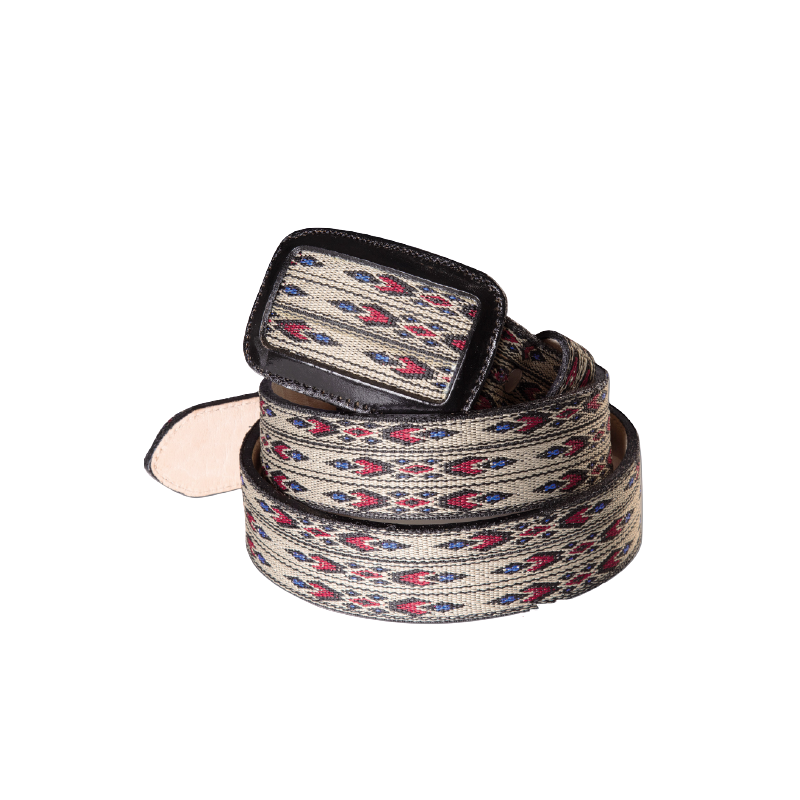 Ceinture cuir et tissu WG-111