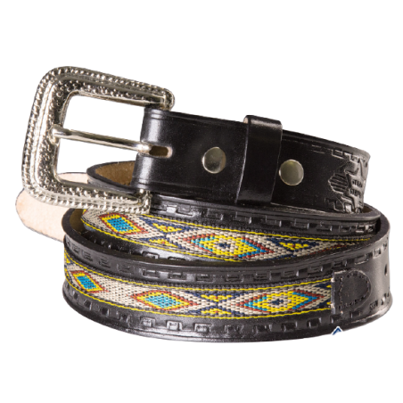 Ceinture cuir noir Navajo