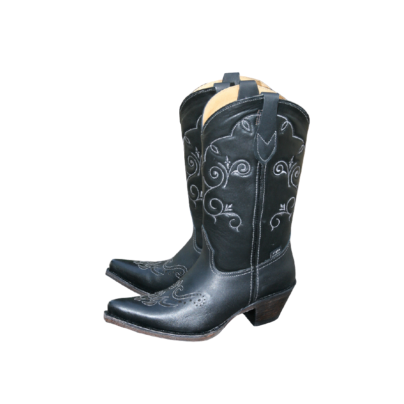 Bottes western cuir noir