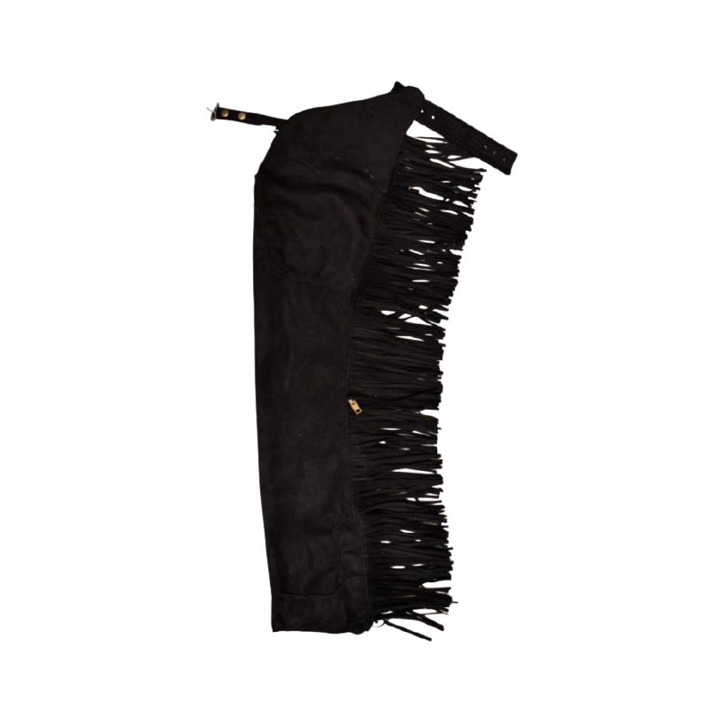 Chaps à franges en daim noir