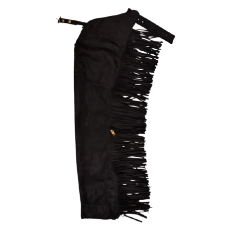 Chaps à franges en daim noir