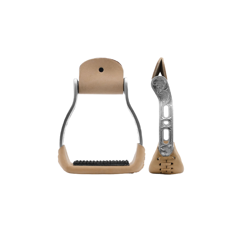 Etriers western barrel aluminium gravé